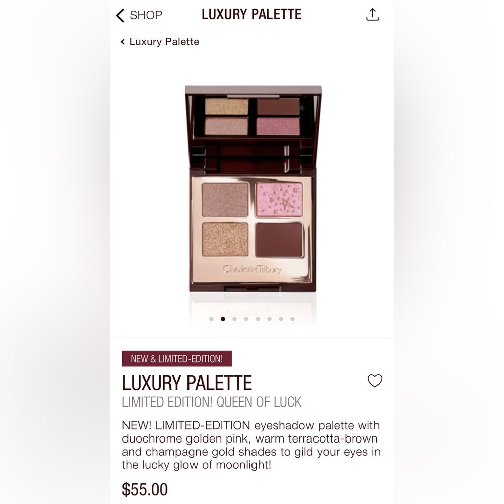 NEW Limited Edition Charlotte Tilbury Eye Palette in QUEEN OF LUCK